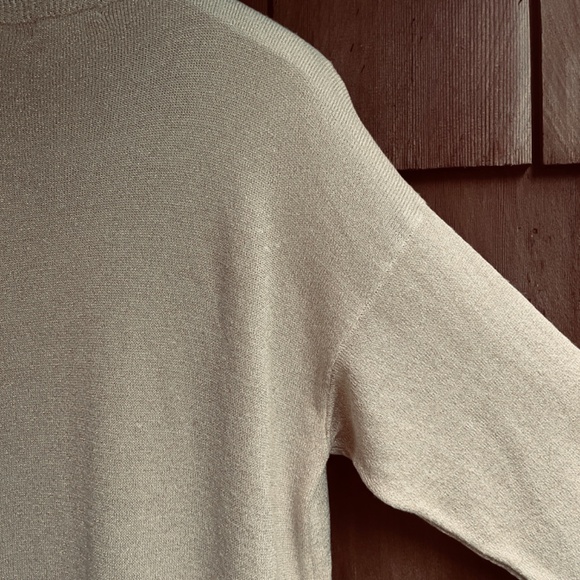 ALCHEMIA TRICOT 🇮🇹 Italy Women Long Sleeve Metallic Sweater Dress M White Gold - Picture 13 of 13